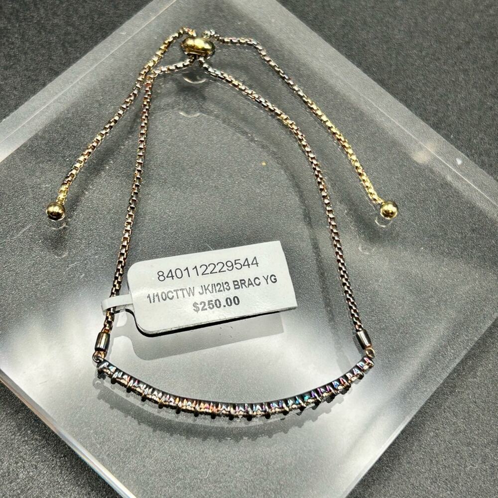 925 Sterling Silver Diamond Lined Bolo Adjustable Bracelet #861 New with Tag!